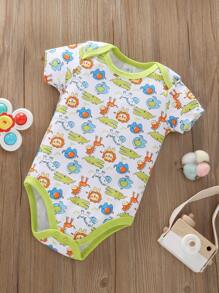 Baby Boy 5pcs/Set Summer Casual Animal Printed Triangle Bodysuit Outfits