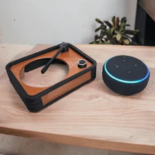 Suporte Alexa Echo Dot 3 Toca Discos Retrô - Presente, decoração criativa, música, som, stand de mesa - Preto - Visão 3