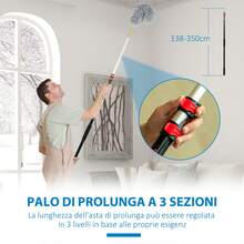 HOMCOM Kit di Pulizia per Casa e Ufficio con Asta Allungabile, Spolverino per Ragnatele, Spolverino in Microfibra e Spolverino per Ventilatore a Soffitto, Giallo e Grigio - Giallo - Visualizzare 9