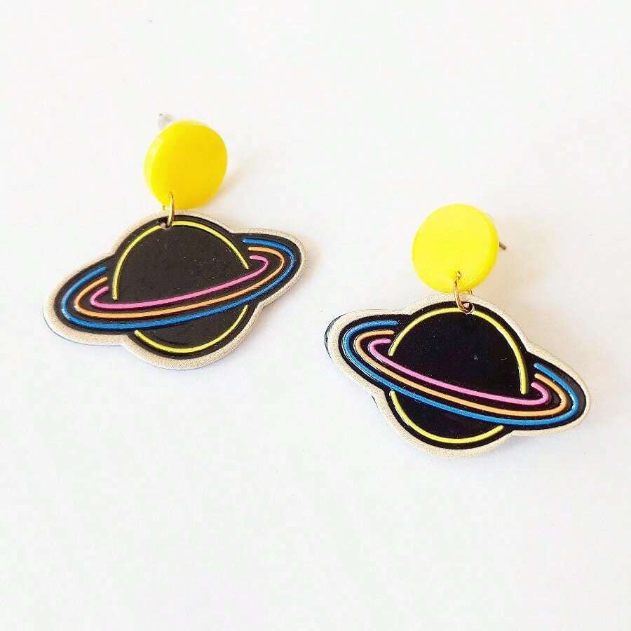 ARETES SATURNO - Negro - Ver 1