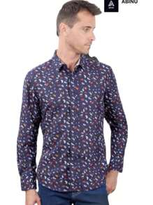 Men Denim Shirts - 紫色 - 查看 1