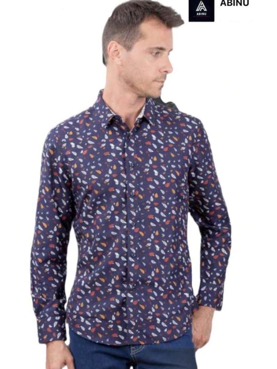 Men Denim Shirts - 紫色 - 查看 1