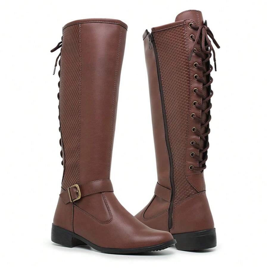 Women Knee-High Boots - Camel - View 1