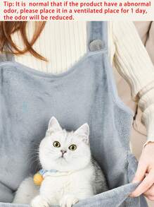 1 件灰色猫袋，前口袋猫咪携带袋，防猫毛围裙，适合坐猫和抱猫 - 灰色 - 查看 7