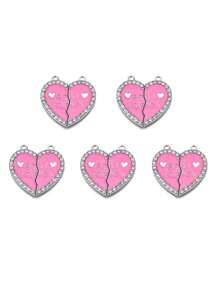 5入組滴油鋅合金玻璃鑽石友誼吊墜diy珠寶飾品配件,適用於手鏈和項鏈製作