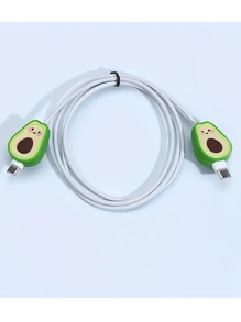 2pcs Cute Avocado-Shaped Charging Cable Protectors Compatible With IPhone Charging Cord Protective Case Charger Protector