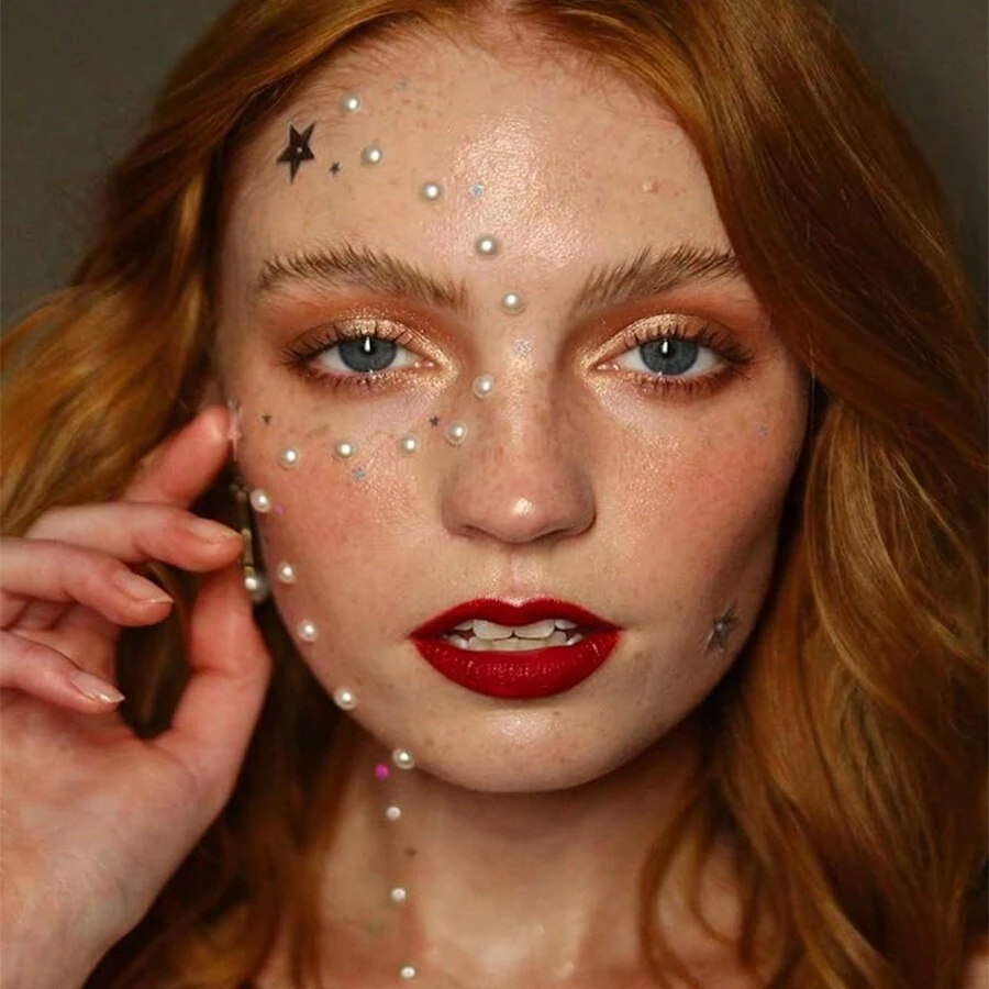 3mm/4mm/5mm/6mm 3D Pearl Face Jewels Eyeshadow Stickers Self Adhesive Face Body Eyebrow Diamond Nail Stickers Diamond Decoration