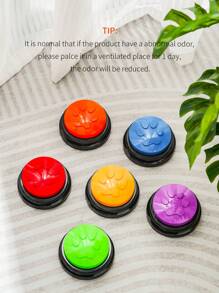 4pcs/Set Random Color Paw Print Design Round Base Recordable Repeating Pet Training Voice Button Toy For Cat/Dog, Feeding, Sleeping, Calling, Daily Companion & Entertaining, Pet Accessories For Cat Lover, Dog Lover - Multicolor - View 4