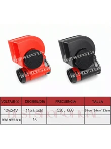 Claxon Corneta Bocina Tono Tren Uso Rudo Súper Potente,Claxón Corneta bocina 115±5(db) para coche motocicleta,Electrónica para Coches,Accesorios Electrónicos para Coches,Claxon De Coche Profesional De 115±5(db)- Universal Para Motocicletas, Camiones, Coches Y Barcos - Duradero, Resistente Al Agua Y Con Tono Alto/bajo - Claxon De Coche De Alto Volumen De 12(V) - Rojo - Ver 3