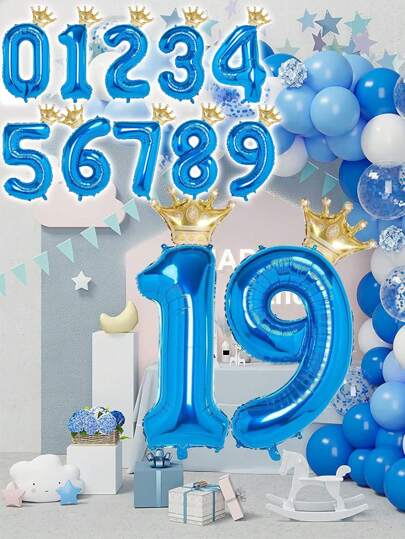40inch Number Balloons With Crown Foil Balloon 0-9 For Birthday Wedding Party Decoration Air Helium Globos,