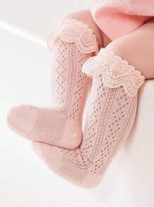 4對/包寶貝女孩網紗花邊襪子,透氣舒適,適用於日常或婚禮穿著 - 彩色 - 查看 5