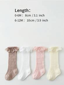 4對/包寶貝女孩網紗花邊襪子,透氣舒適,適用於日常或婚禮穿著 - 彩色 - 查看 2