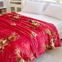 Chăn ga gối nỉ màu đỏ họa tiết hoa, 1 chiếc - Bauhinia - Xem 4