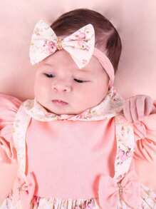 Saida De Maternidade Menina Rosa 04 peças  Charme Vermelha Floral Suspensório Roupas de Bebê - Coral - Visão 4