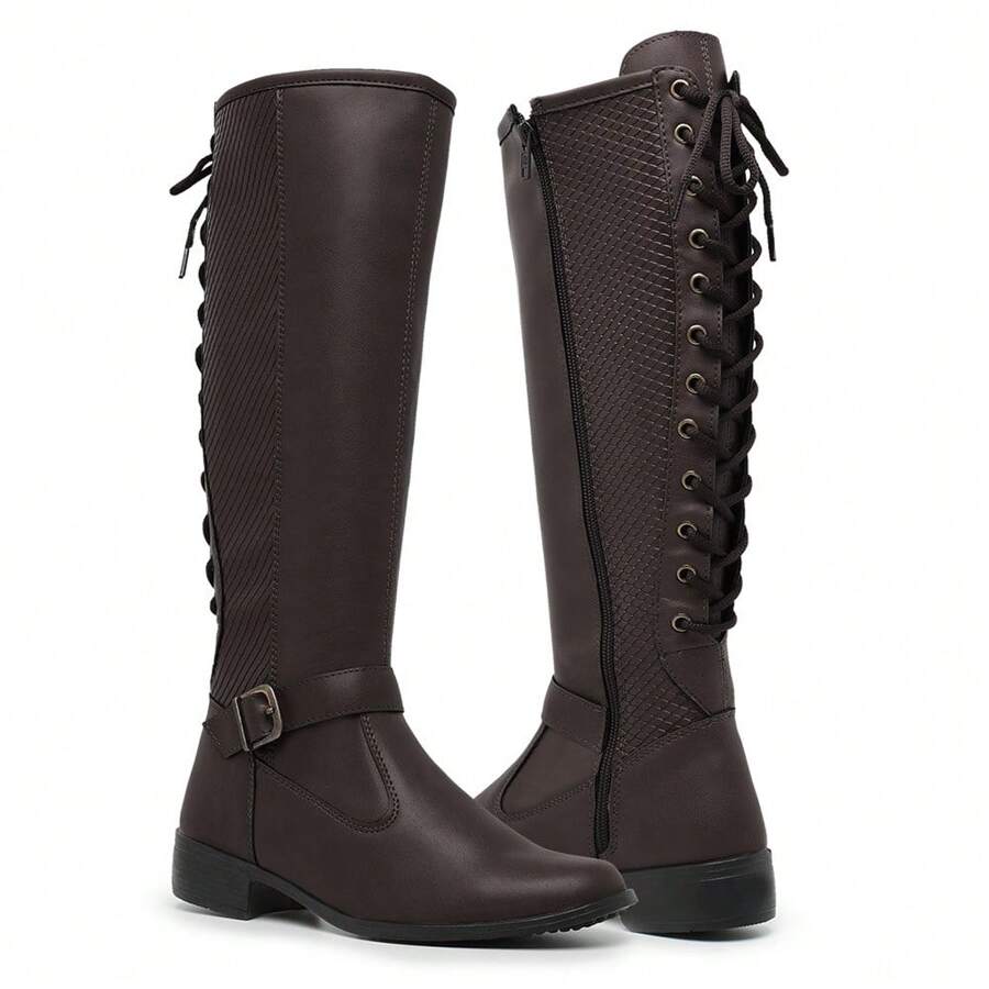 Women Knee-High Boots - Óxido marrón - Ver 1
