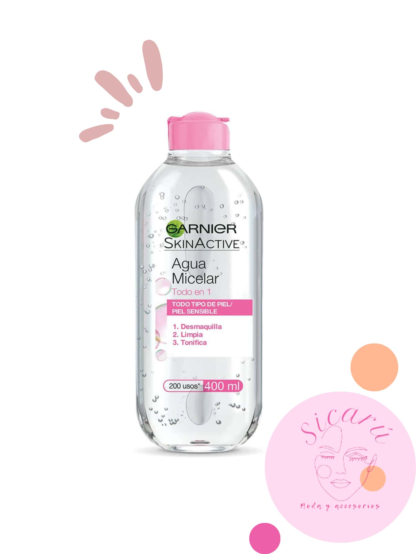 Garnier Skin Active Micellar Water 400 Ml - Pink - View 1