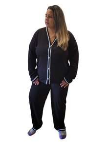 Women Pajama Sets - Black and White - View 1