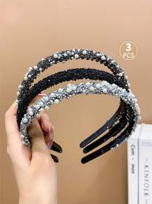 3入組女童齒狀抗滑邊夾頭箍,針對齊瀏海設計 - 彩色 - 查看 4