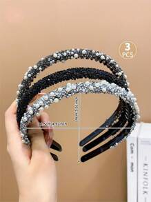 3入組女童齒狀抗滑邊夾頭箍,針對齊瀏海設計 - 彩色 - 查看 2