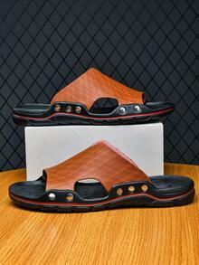 Sandalias De Hombre, Modernas Y Versátiles, Cómodas Para Hombres De Mediana Edad Y Mayores. Zapatos Cómodos Para La Playa En Verano - Marrón - Ver 2