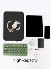 1 件手提笔记本电脑包，模拟潜水料平板电脑内衬包，苹果 iPad 泡沫保护套，电脑包，便携式收纳包，轻巧便携，兼容 iPad 收纳包保护套平板电脑包笔记本电脑内衬包保护套 -13 英寸平板电脑内衬包，适合日常上班族、大学生、朋友礼物、老师礼物、实习礼物、毕业礼物、公司活动纪念品、字母 A 到 Y 教室笔记本电脑包教室包教师收纳包教室整理包 - 黑色 - 查看 5