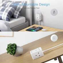 Small Travel Extension Lead 1.5M, TESSAN 3 Way Multi Plug Socket With 3 USB Slots, Wall Mount Cube Power Strip 13A 3250W, Short Extension Cable For Home, Office, School Supplies