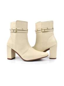 Women Mid-Calf Boots - Màu be - Xem 2