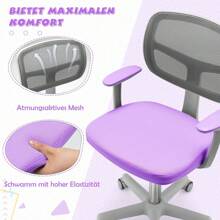 Children's Desk Chair, Height-Adjustable Children's Swivel Chair, Seat Height 40-54cm, Children's Office Chair With Backrest, Armrests, Ergonomic Youth Swivel Chair For 3-10 Years (Blue) - 紫色 - 查看 4