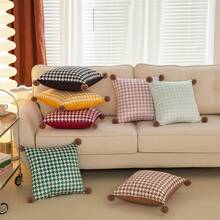 1入格子印花枕套（不包括枕芯） - 橘色 - 查看 2