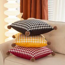 1入格子印花枕套（不包括枕芯） - 橘色 - 查看 3