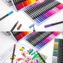 Plumones Punta Pincel Marcadores Doble Punta Iforu 100 Color - Multicolor - Ver 3