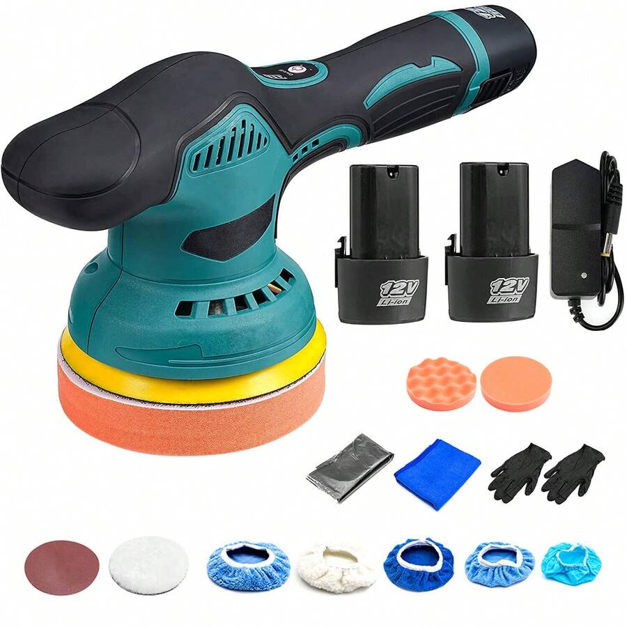 5" Cordless Mini Polisher Car Polishing Machine Buffer Sander Detailing Tool - Blue - View 1