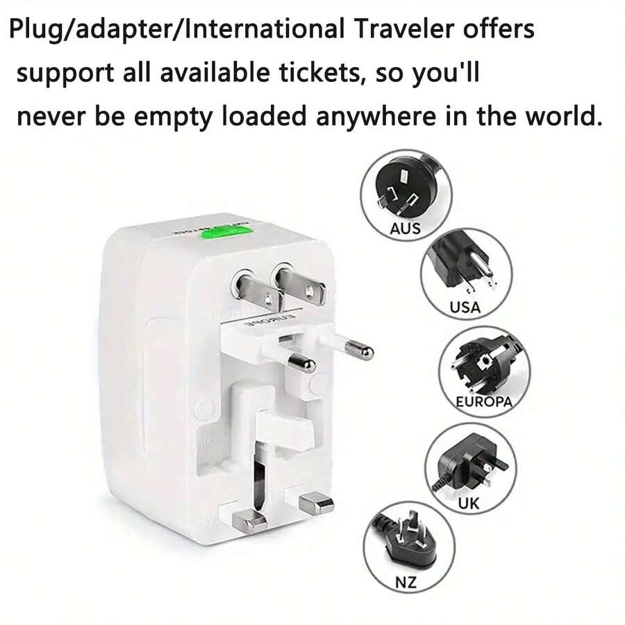 1pc Universal Travel Plug Adapter No USB Port World Travel AC Power Charger Adapter AU USA UK EU Converter Adapter Plug Charger New, Mobile Phone Charging And Daily Kitchen Appliances Charging - Multicolor - View 1