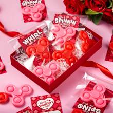 Joyfy 30 Packs Valentine'S Day Gift Cards With Fidgets Spinners, Pop Bubble Spinners Fingertip Toys, Stress Relief Fidget Toys - Đỏ và Hồng - Xem 5
