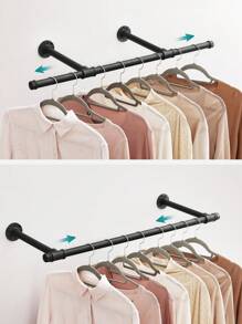 SONGMICS Perchero de Pared, Colgador de Pared, Estilo Industrial, Ahorro de Espacio, 30 x 84 x 7 cm, Juego de 1 /2, Carga de 60 kg, Montaje Fácil, Acero, Negro - Juego de 2 - Ver 3