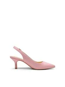 Women's Kitten Heel Point Toe Buckle Decor Slingback Stiletto Low Heels Dress Bridal Elegant  Solid Color Wedding Pumps Shoes