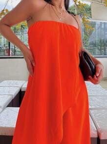 Women Jumpsuits - Coral Orange - View 4