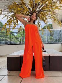 Women Jumpsuits - Coral Orange - View 3