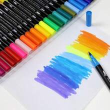 Plumones Punta Pincel Marcadores Doble Punta Iforu 100 Color - Multicolor - Ver 4