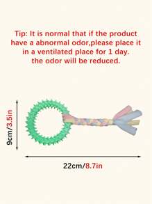 1pc TPR Material Bite-Resistant Cat/Dog Chew Toy With Colorful Fabric, Assorted Colors - Multicolor - View 2