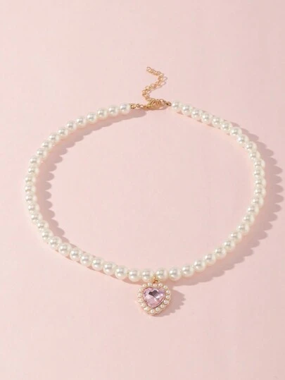 1 件少女心珍珠吊墜項鍊