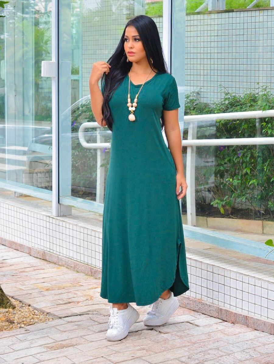 Women Dresses - Màu xanh lá cây đậm - Xem 1