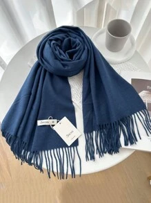 FADZOYLE 1pc Knitted Women Winter Scarf Silky Soft Pashmina Feel Shawls And Wraps Beach Cover Up Sarong For Wedding And Gift Evening Dresses Travel Office Large Solid Color Tassel Scarves Accessories Women - 250g Solid Color Scarf - View 15