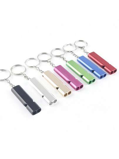 1 Stück Mehrzweck-Überlebens-Doppelpfeife Schlüsselanhänger, tragbarer Schlüsselanhänger aus Aluminiumlegierung für Outdoor, Wandern, Camping, Notfall