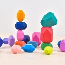 20入組木製分類堆疊石、感官幼兒玩具、蒙特梭利學習玩具、兒童1-6歲男女童禮物、構建積木遊戲（顏色稍有差異） - 堆疊積木 - 查看 10