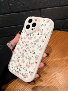 TPU皮革纹理花朵爱心图案手机壳，1个装，TPU爱心花朵皮革纹理保护防震手机壳，兼容 11、12、13、14、11 Pro Max、12 Pro Max、13 Pro Max、14 Pro Max、XR、15、15 Pro、15 Pro Max、16、16 Pro、16 Plus、16 Pro Max，防水防摔防刮，时尚手机壳，春季生日礼物 - 彩色 - 查看 2