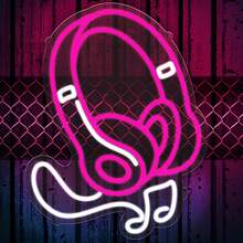 Headphone Neon Sign Wall Decor, Music Studio Led Neon Light, Teen Room Game Room Decor, Game Accessory Bar Party Decorations, Usb Powered - Multicolor - View 1