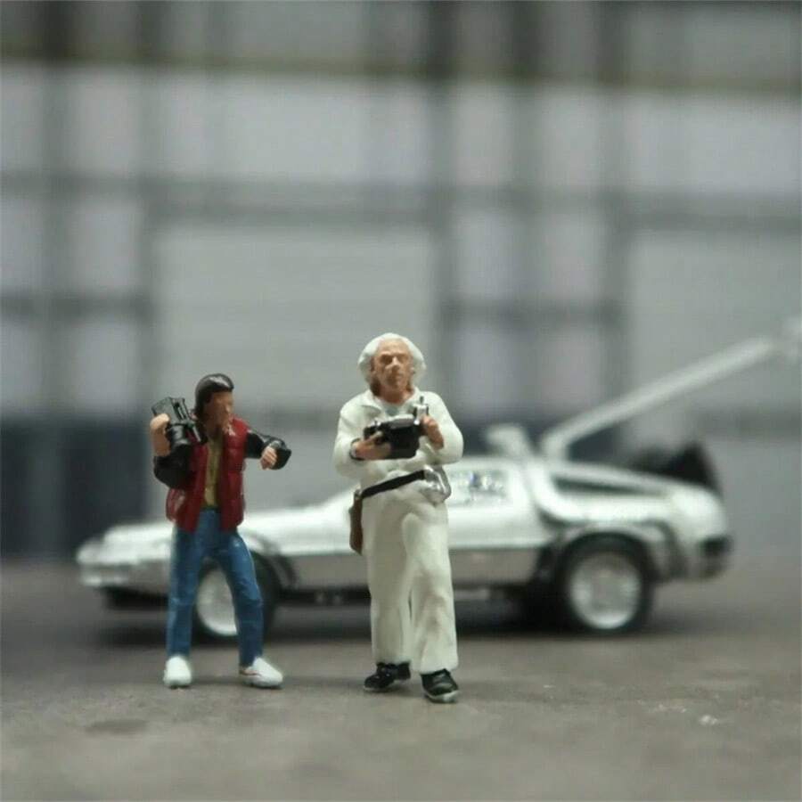 Classic 1/64 Scale Model Back To The Future 2 Figures Dioramas Simulation Scene Static Rsein Doll Miniature Collection Hobby Toys - 2 Figures - View 1