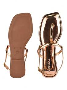 Women Flat Sandals - Bronze - View 4