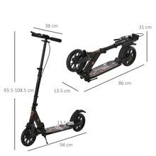 HOMCOM Adult Teens Kick Scooter Foldable Height Adjustable Aluminum Ride On Toy For 14+ With Rear Wheel & Hand Brake, Shock Mitigation System - Black - View 2